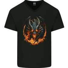 Fantasy Fire Dragon 1 Mens V-Neck Cotton T-Shirt