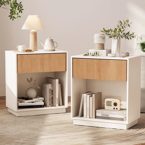 Modern fluted nightstands set - modern,
