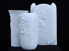 Three Kaiser White Bisque Porcelain Vases in Excellent Condition