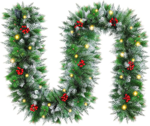 Christmas garland with lights - with,