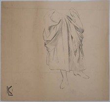 Leopold Franz KOWALSKI: Draped with a puffy petticoat, original drawing