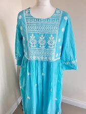 Wedding Party Engagement White Sky Blue  Summer Dress Kurthi Anarkali embroidery