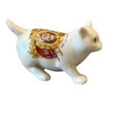 Crested China Cat Coronation King Queen L8cm Figurine c1930+