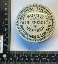 1890’s Pot Lid & Base - BOOTS TOOTH PASTE, SHEFFIELD, NOTTINGHAM LINCOLN (K434)