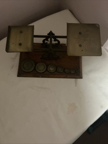 Set brass and oak postal - oak,