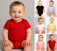 Premium Boys Girls Plain Babies Baby Grow Gown Body Suit pyjamas Vest Romper top