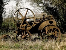 Stationary old steam engine. -