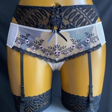 Knickers/Panties, Nude Sheer Mesh, Floral Embroidered , Size 12-14 Medium