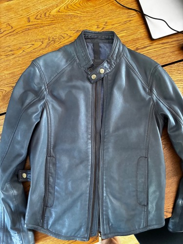 Blue leather jacket - leather,