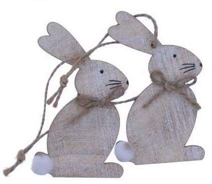 Easter wooden hanging bunnies - wooden,