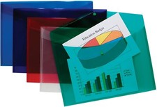 A3 Plastic stud wallet Pack of 5 Colour Stud A3 Wallet Plastic Folder document 