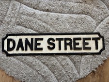 Victorian Cast Iron Heavy Street Name Sign “Dane Street” Nottm