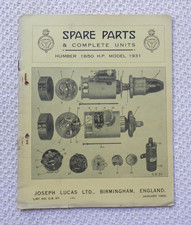 HUMBER 16/50 1931 LUCAS Parts