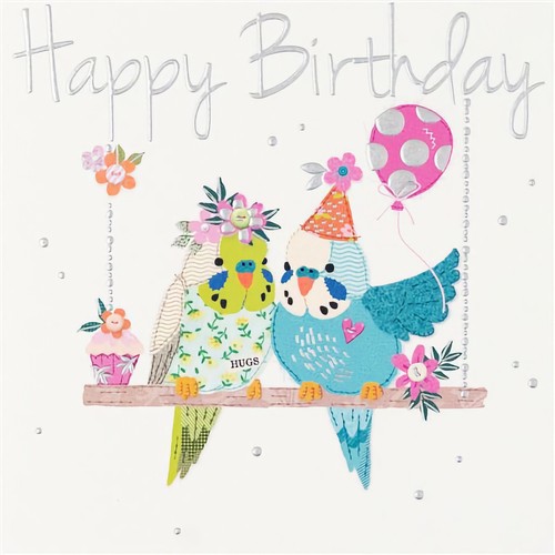 Happy birthday card budgies - birthday,
