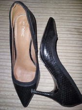 Air Hostess Next Black Leather ? Court Stilletto Snakeskin Print Shoes 4
