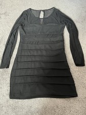 Sexy Black Bandage Bodycon Mesh Illusion Dress (size M)