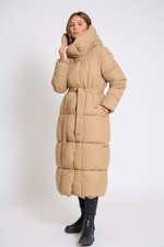 Women's Long Camel Puffer Coat