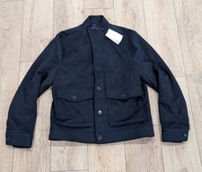 $500 Mens REISS Wool Blend Field Jacket Navy XL