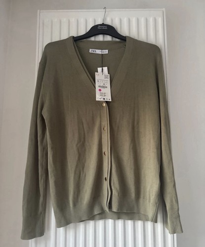 Zara khaki button cardigan - khaki,