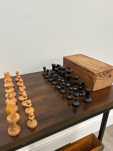 Vintage wooden chess set - vintage,