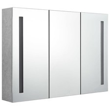 LED Bathroom Mirror Cabinet Concrete Grey Washroom Storage Vanity Unit vidaXL