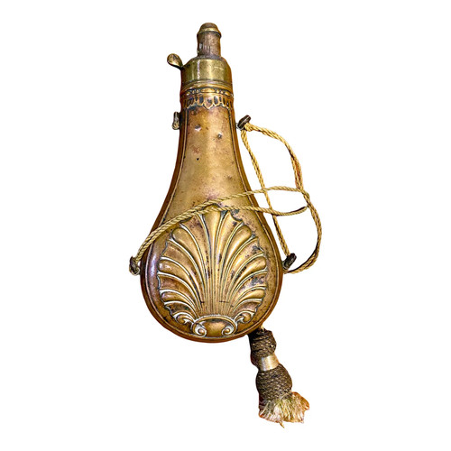 Brass powder flask - flask, 19th