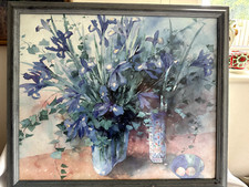 Print of Irises Art by Shirley Felts- Framed & Glazed -54.5cm Tall x 64.5cm Wide