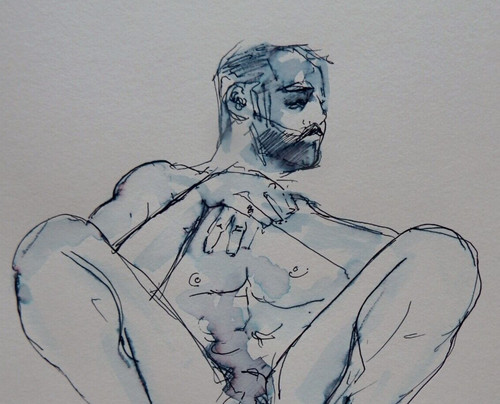 Ink drawing male - , nude