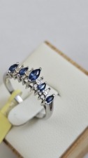 Sapphire & Diamonds set in 925 Sterling Silver Ring , size O 1/2
