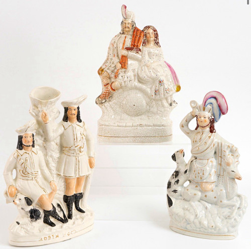 Three antique staffordshire - three,
