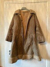 Vintage Baileys Of Glastonbury Sheepskin Long Brown Coat Size UK 14