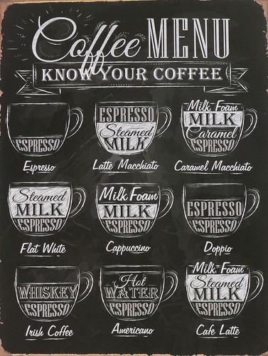 Coffee menu retro - metal, sign