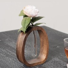 Test Tube Vase with Wooden