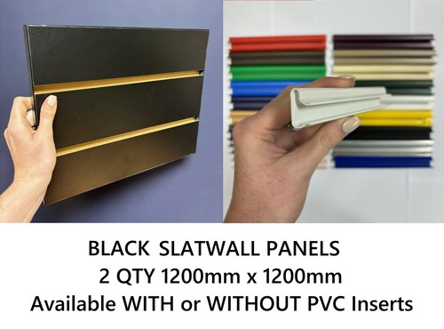 2qty black slatwall panels - black,