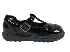 GIRLS/KIDS BLACK PATENT BUCKLE T-BAR SHOES SCHOOL BROGUE PUMPS DOLLY FLAT C9-3