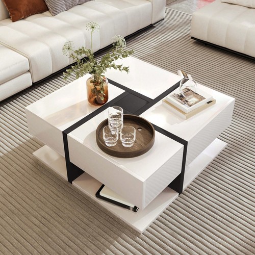 White coffee table square - coffee,