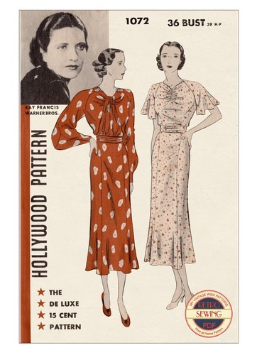 1930s cape sleeve dress - 1930s,