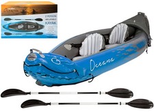 Inflatable KAYAK Two Seat Inc OARS,PUMP, CARRY CASE 2 Person Blue Canoe Boat Set