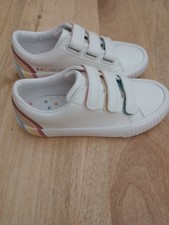 Next Girls Rainbow White Trainers Size 13 G Wide Fit New.