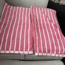 Next Pink with White Stripes Bath Towels (set of 2)