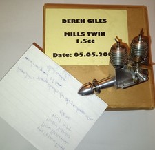 Rare Derek Giles 1.5cc Mills inline twin cylinder model plane diesel engine!