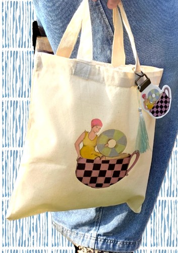 Lovely cup tea tote - of, bag