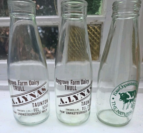 Vintage raw milk bottles - 3,