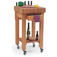 Butchers Trolley: 1 Drawer Marlborough Beech Kitchen Trolley, Fully Assembled