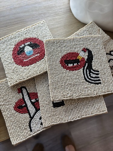 Beaded coaster set - set, of