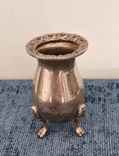 Vintage Silver Plated Toothpick Holder Handmade in Italy 3 Claw Feet 7.5cm Tall 