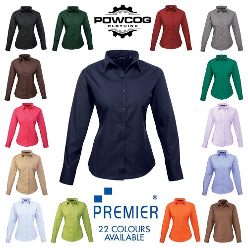 Ladies poplin long sleeve - long,