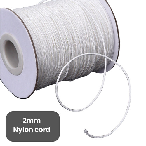 2mm nylon braided cord - nylon, white