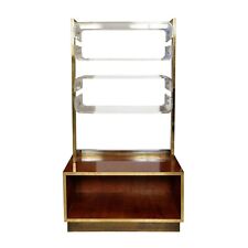 Romeo Rega Brass Chrome Lucite Bookshelf Burl Walnut 70s Lacquer Display Cabinet