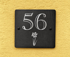 Engraved Daffodil Welsh Slate